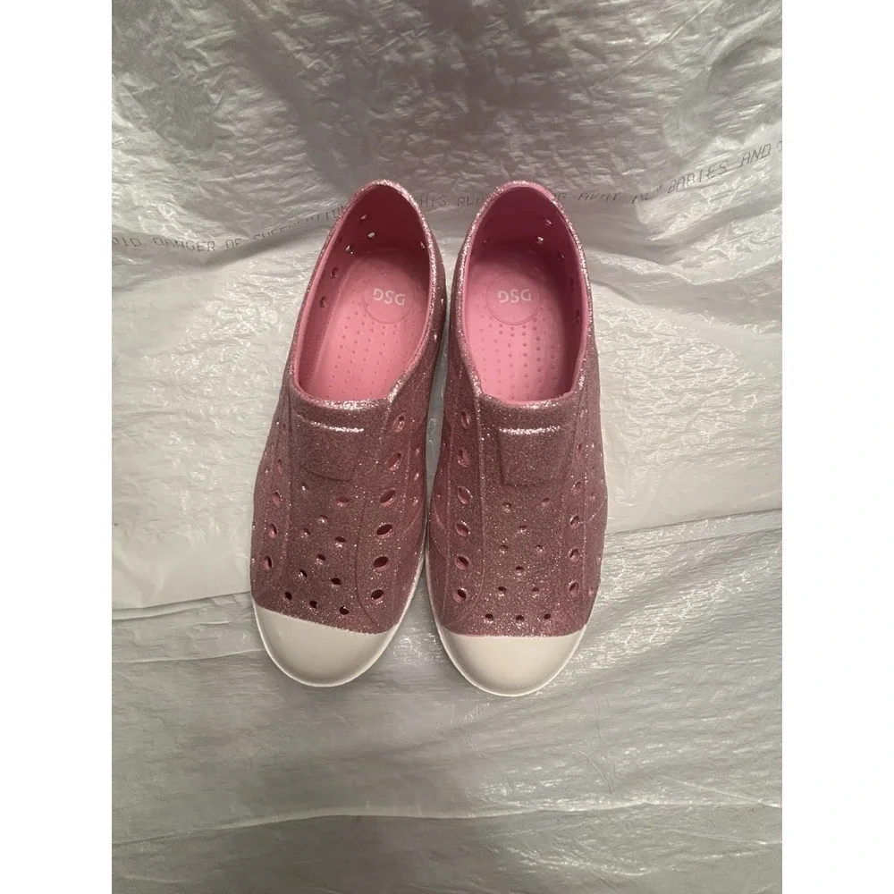 DSG Girls Y3 Glitter Water Sandals‎ Pink White EVA Slip-On Beach Pool